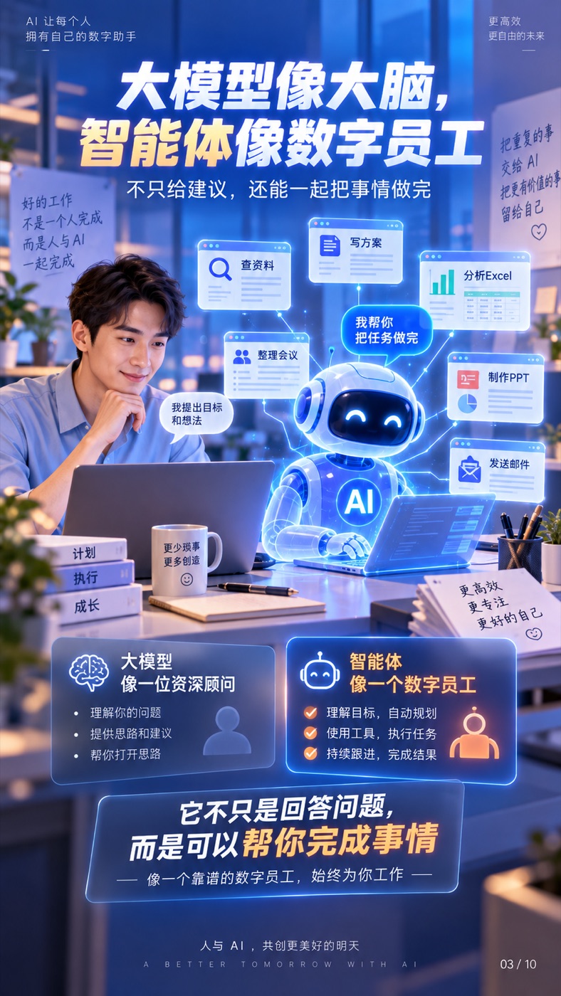 大模型像大脑,智能体像数字员工