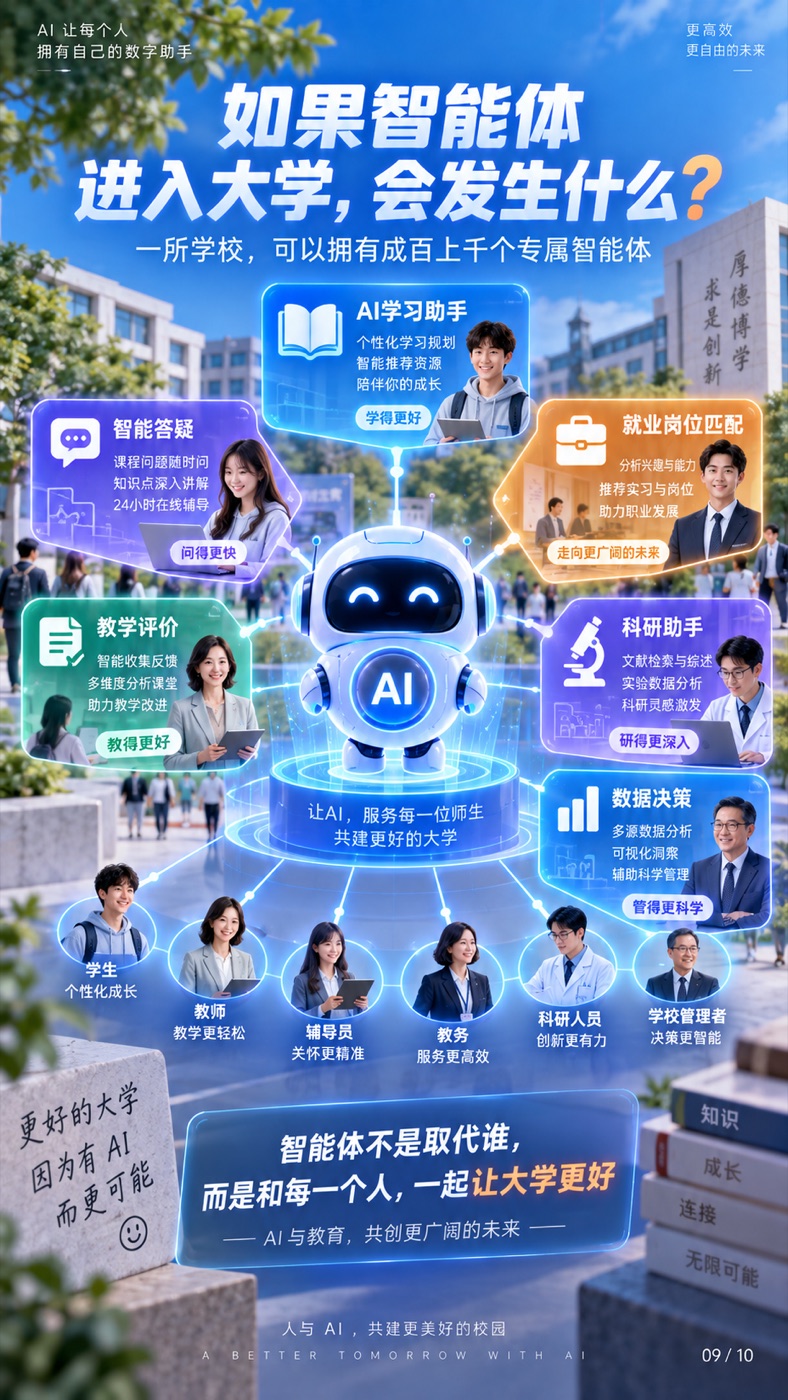 智能体进入大学后的学习、教学、科研和管理场景
